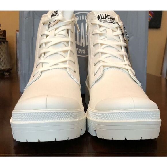 PALLADIUM - NWTIB - L Sz 11 (EUR 43) Pallabase Twill High Top in Stark White ♥️ - Picture 15 of 16